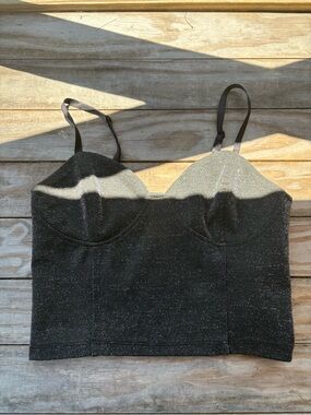 Forever 21 Shimmery Black Tank Crop Top